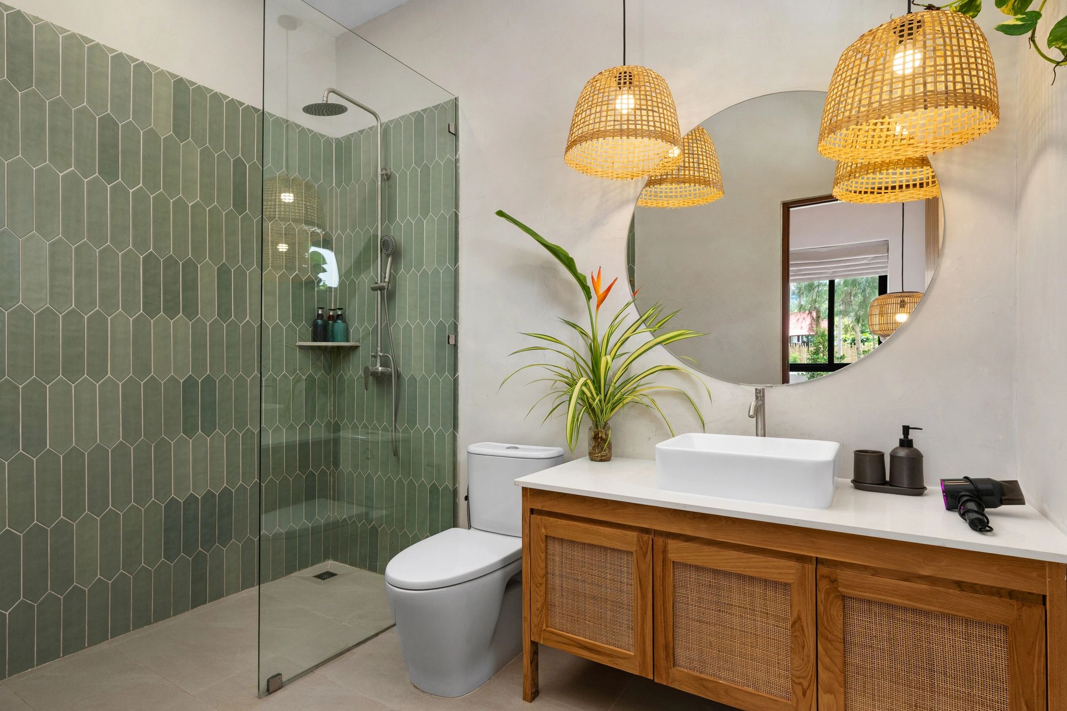 Elegant guest bathroom in boutique hotel