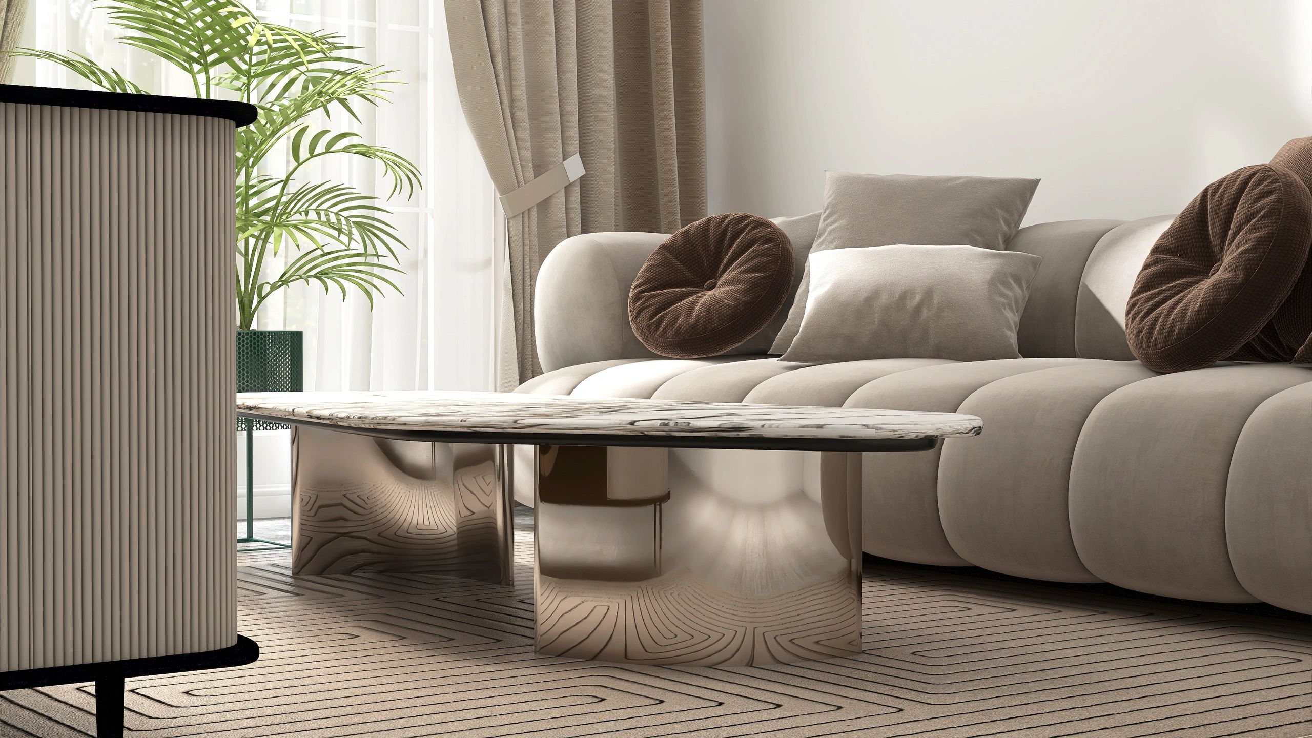 Elegant lounge area with natural light in a boutique hospitality setting